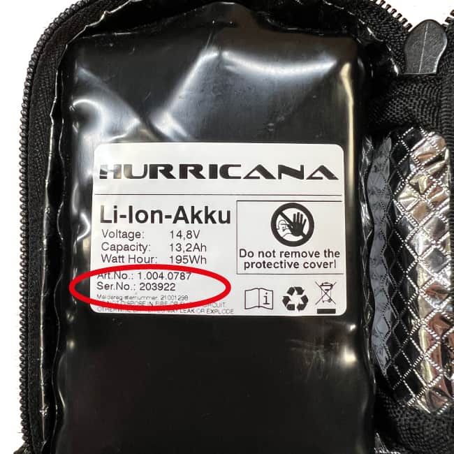 PowerBug Mini Lithium battery serial number location