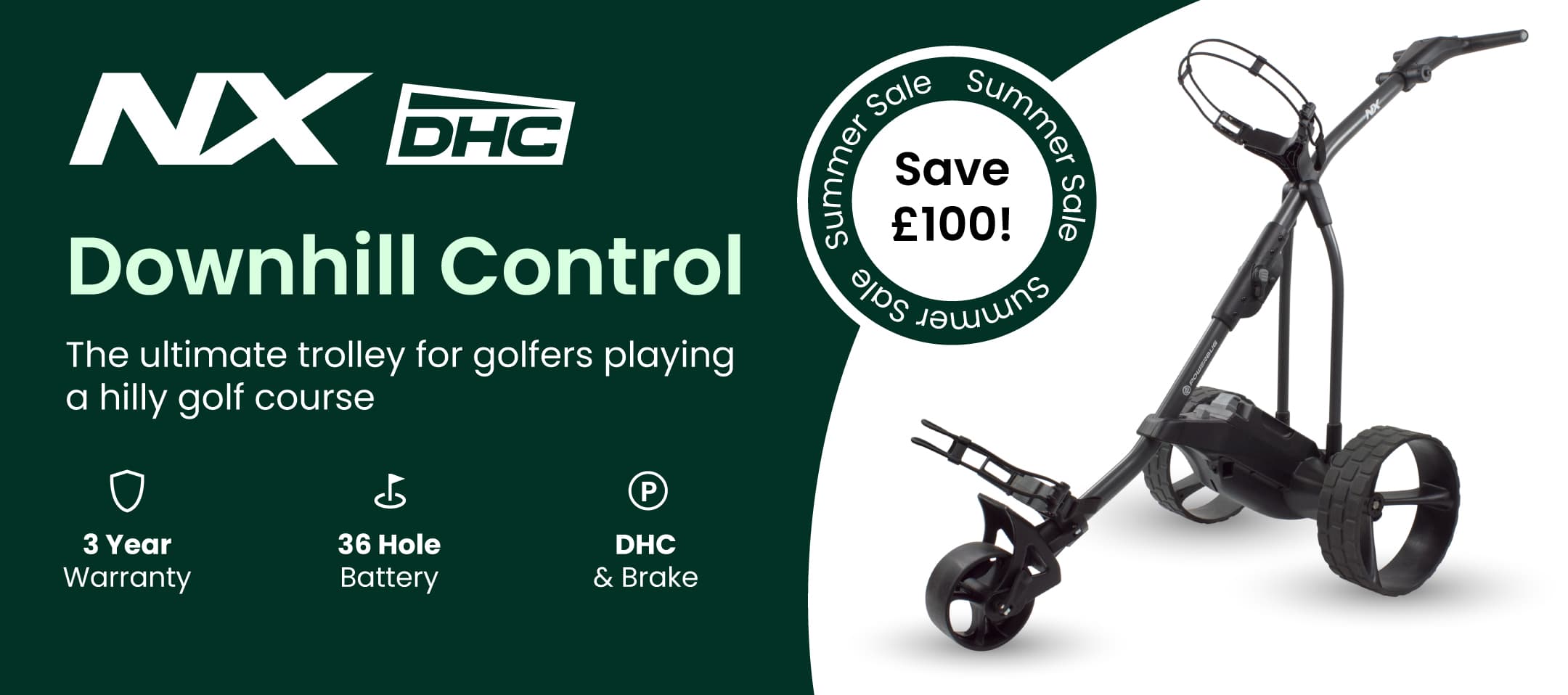 PowerBug NX DHC Downhill Control electric golf trolley