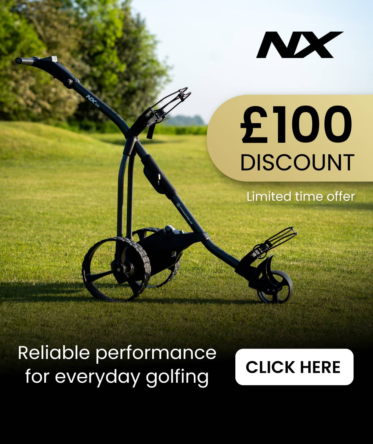 PowerBug NX 36 hole lithium golf trolley sale