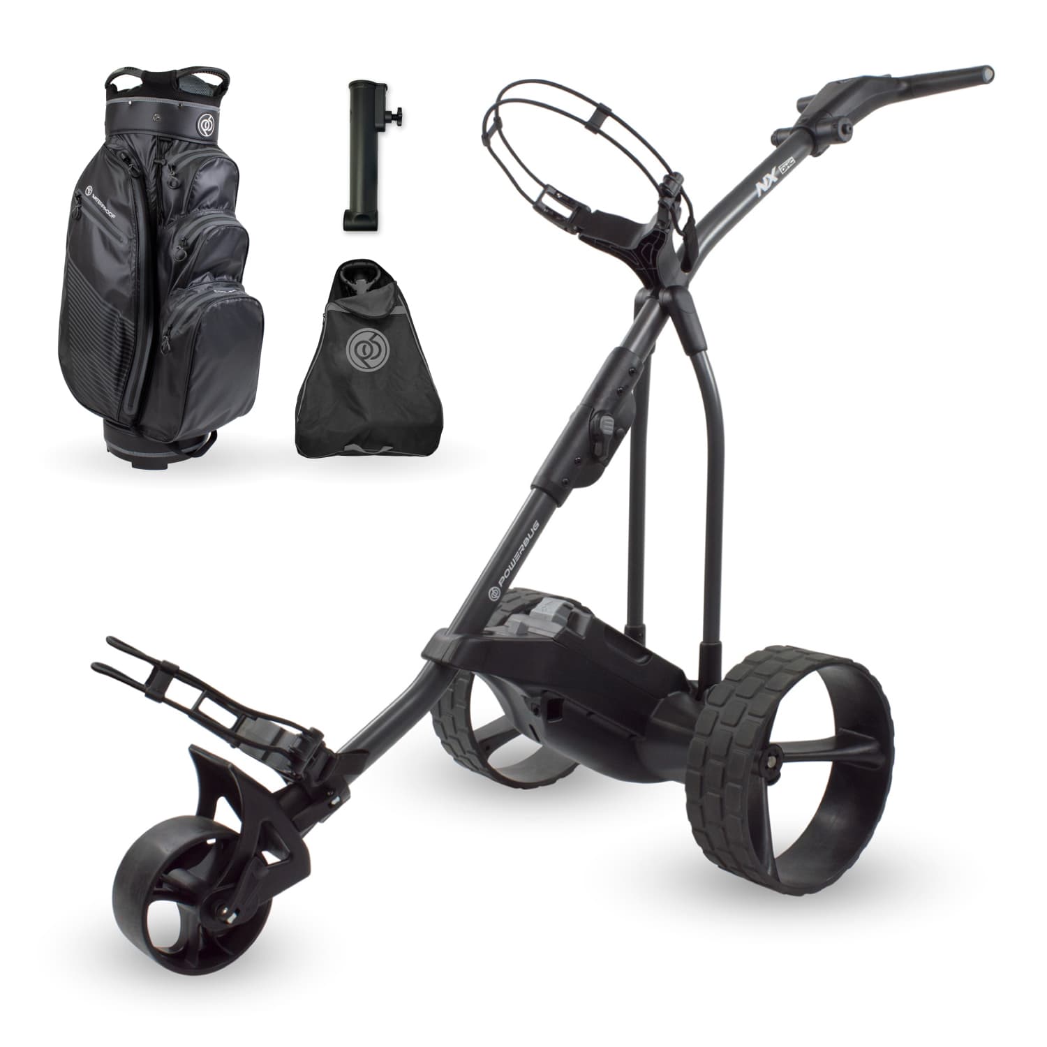 Powerbug NX DHC Downhill Control Electric Golf Trolley Discount Bundle