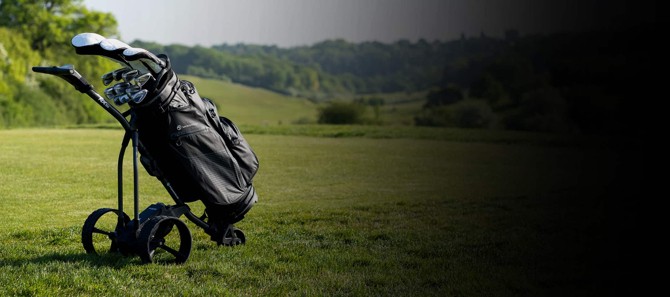 PowerBug electric golf trolley and waterproof bag bundle offer