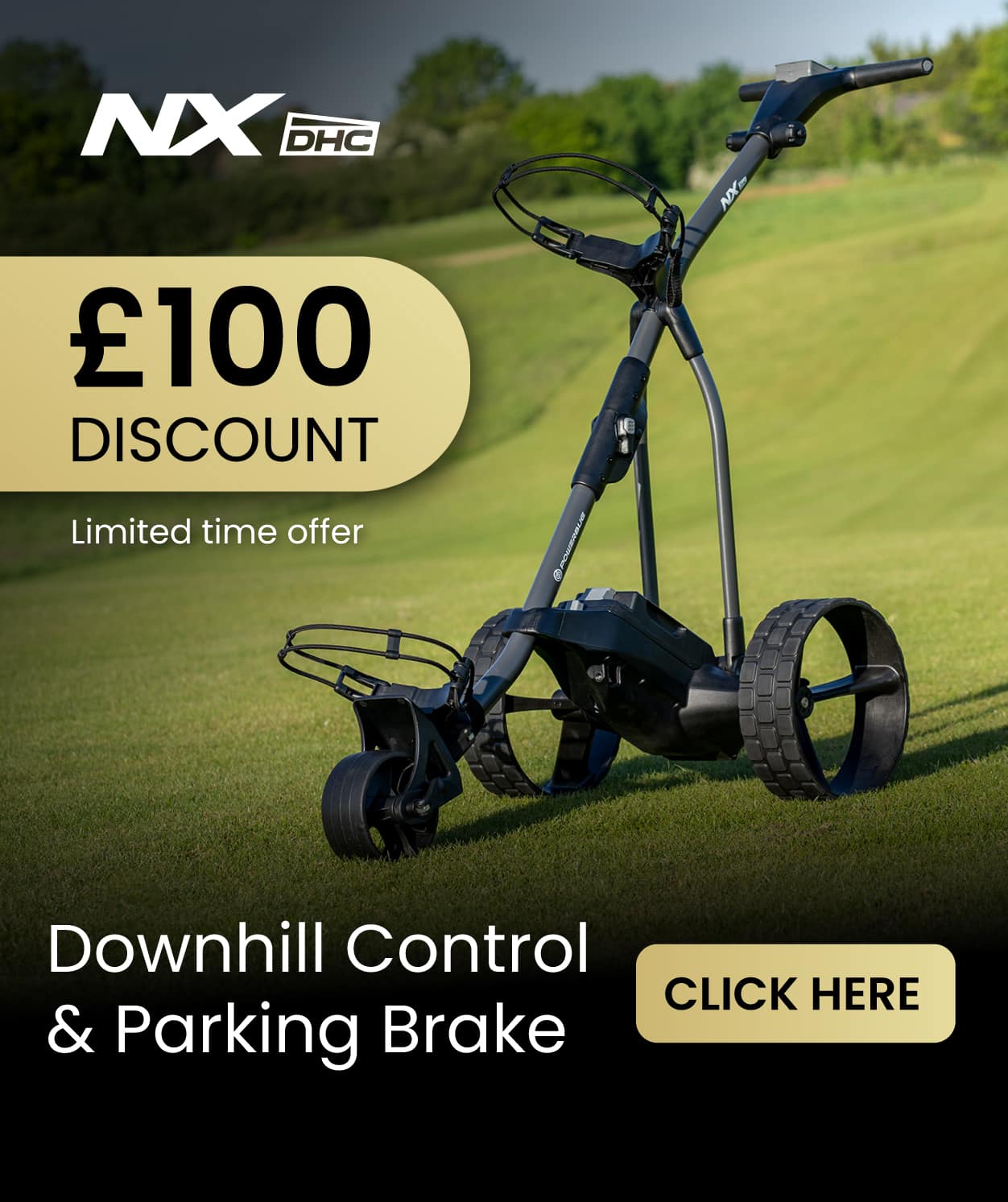 PowerBug NX downhill control trolley with parking brake